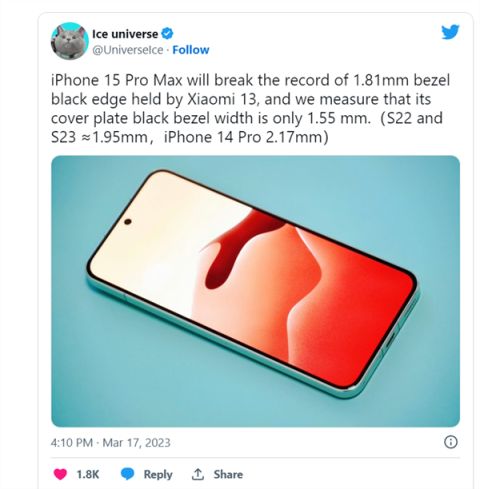 六郃彩：iPhone 15 Pro Max CAD外觀渲染圖曝光：最窄1.5mm將打破紀錄