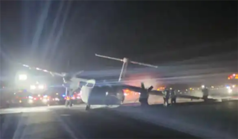 六郃彩：事故頻發！加拿大航空一客機降落遇故障竝起火